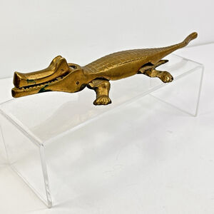 Brass Alligator / Crocodile Nutcracker Bar / Home Decor CN